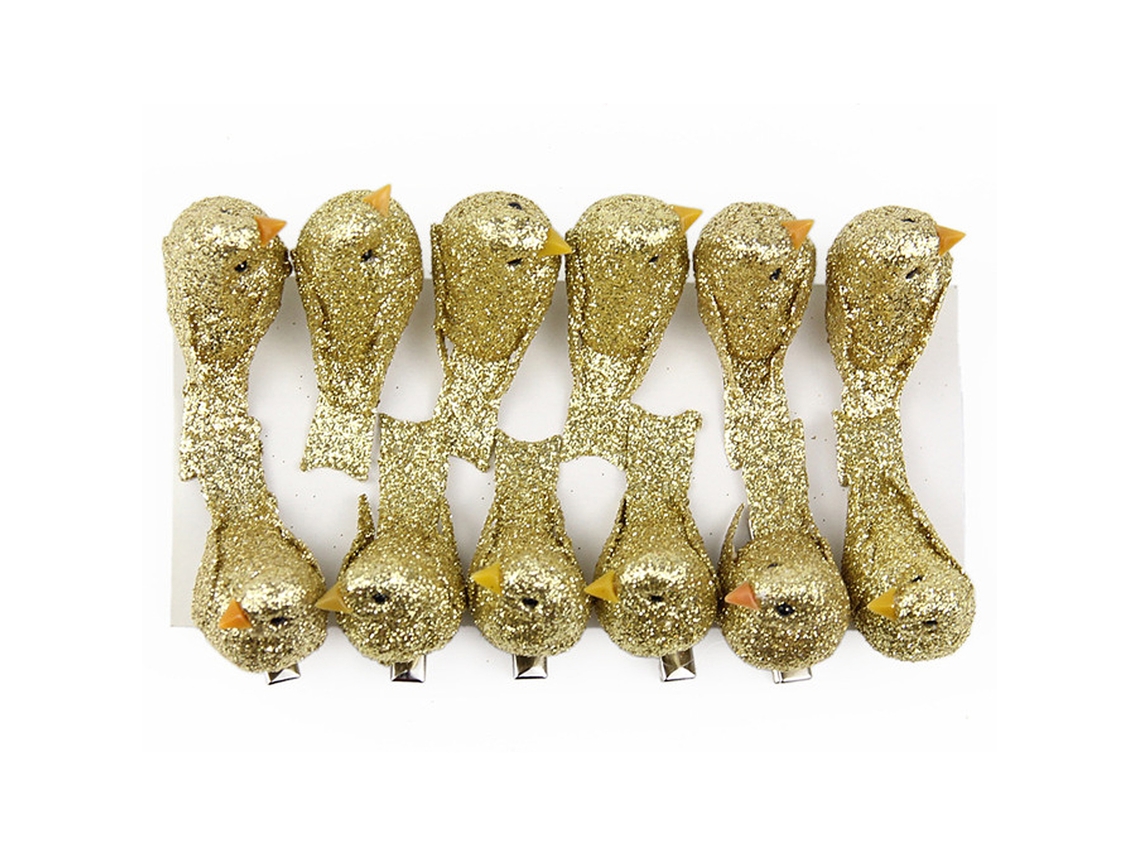 Pássaro Decorativo com Pó Dourado para Estilo Floresta e Natal LAXISCREED