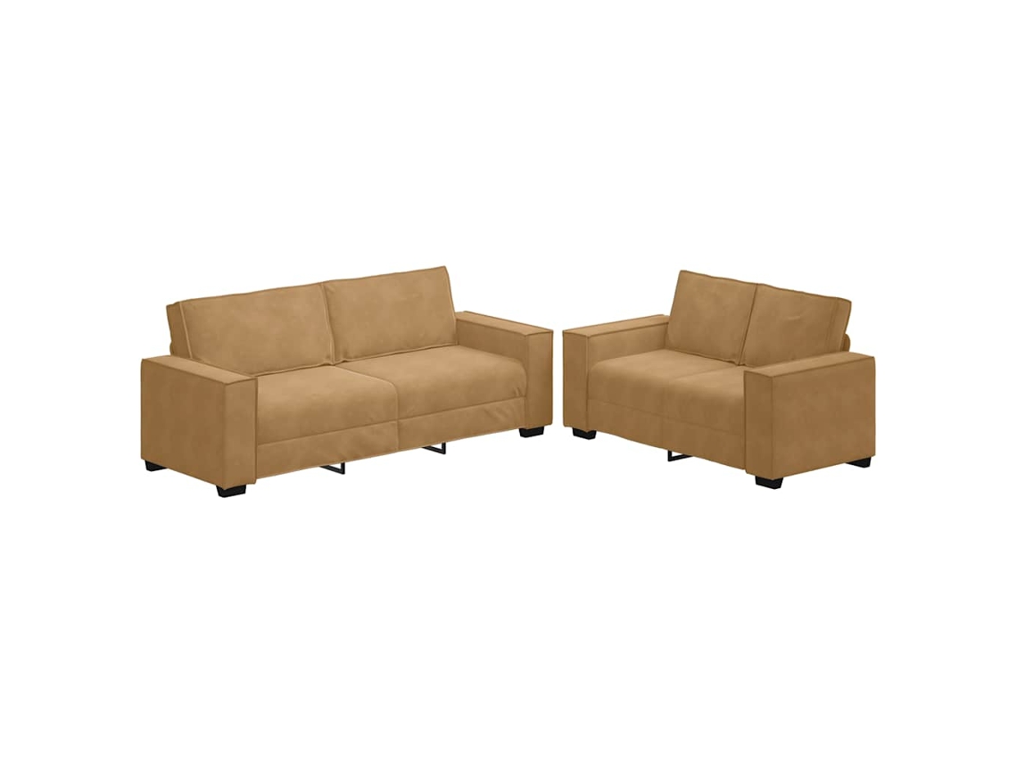 Conjunto de Sofá 2 Peças com Almofadas em Veludo Marrom MAISON EXCLUSIVE