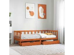 Vidaxl Sofá camas com Gaveta 3 Pcs Marrom Cera Madeira de Pinho Sólido