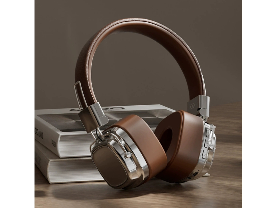 Fones De Ouvido Bluetooth Sem Fio Design Retrô Dobráveis ​​ Estéreo De Alta Fidelidade Baixa Latência Compatíveis Com Tablets Prata/marrom Sfushos