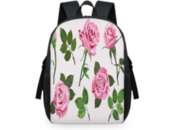 Mochila Tropicallife com estampa de rosas para crianças, tamanho 32,5 x 15