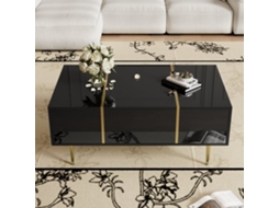 Mesa De Centro Moderna - 2 Gavetas - Preto