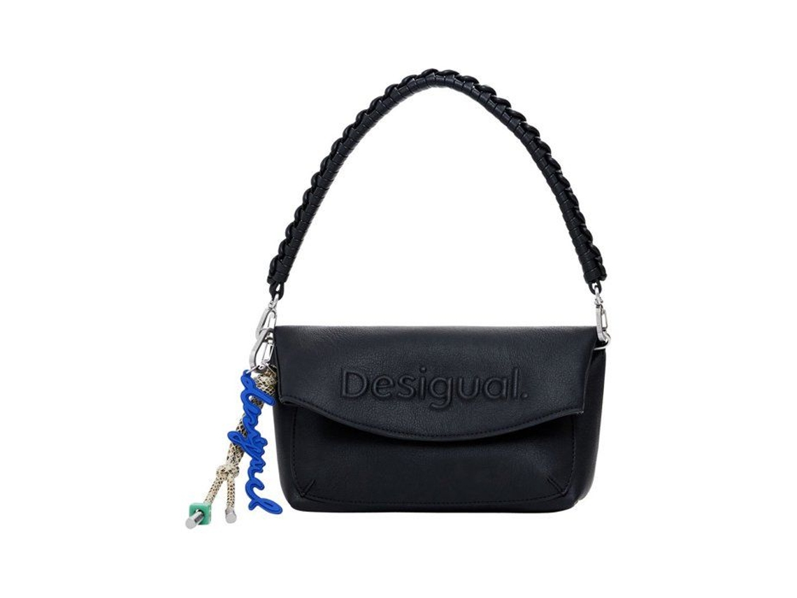 Bolsa Preta Lisa Com Alça Trançada E Tampa Magnética