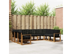 Vidaxl Conjunto De Sofás Para Exterior 9 Unid. Natural E Preto