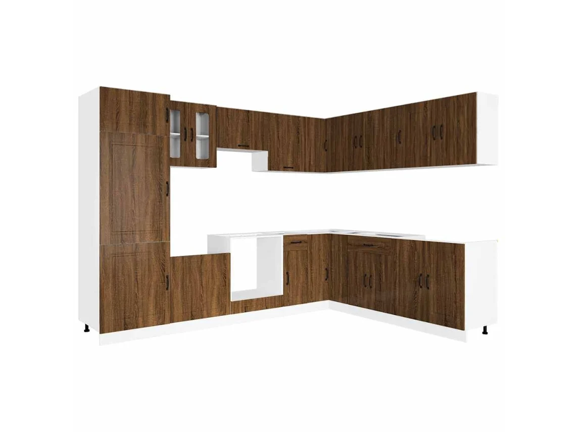 Conjunto de 14 Armários de Cozinha Carvalho Castanho MAISON EXCLUSIVE