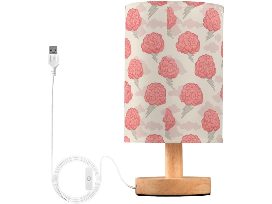 Abajur De Cabeceira Kcldeci Com Padrão Cérebro E Raios, Ideal Para Quarto, Estilo Fazenda, Mesa De Cabeceira, Sala De