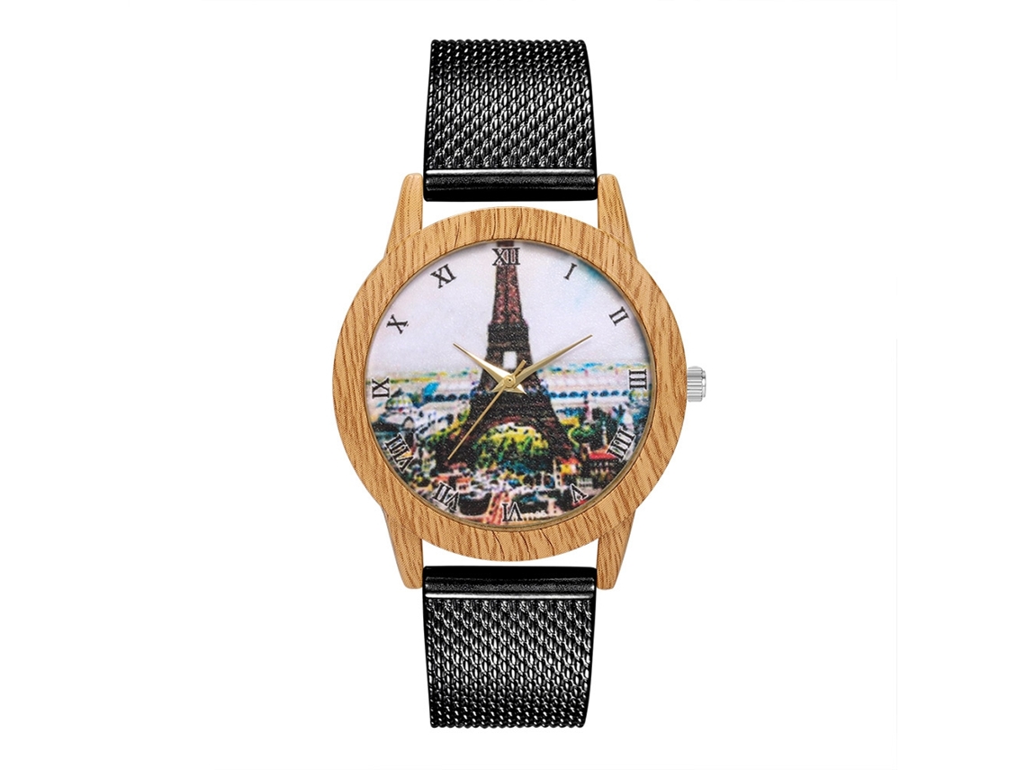 Relógio de pulso Zhoulianfa Quartz com pulseira de malha (preto)