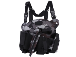 Harness de Rádio com Mochila Peitoral Cinza Camuflado