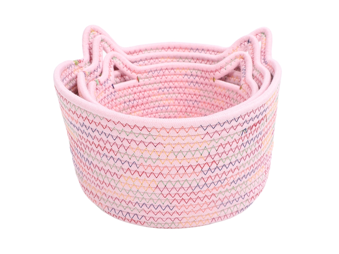 Conjunto Cestos LAXISCREED Gato Rosa 3 Peças