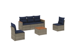 Conjunto de Sofá de Jardim, 6 Peças, Almofadas, Rattan Cinza MAISON EXCLUSIVE