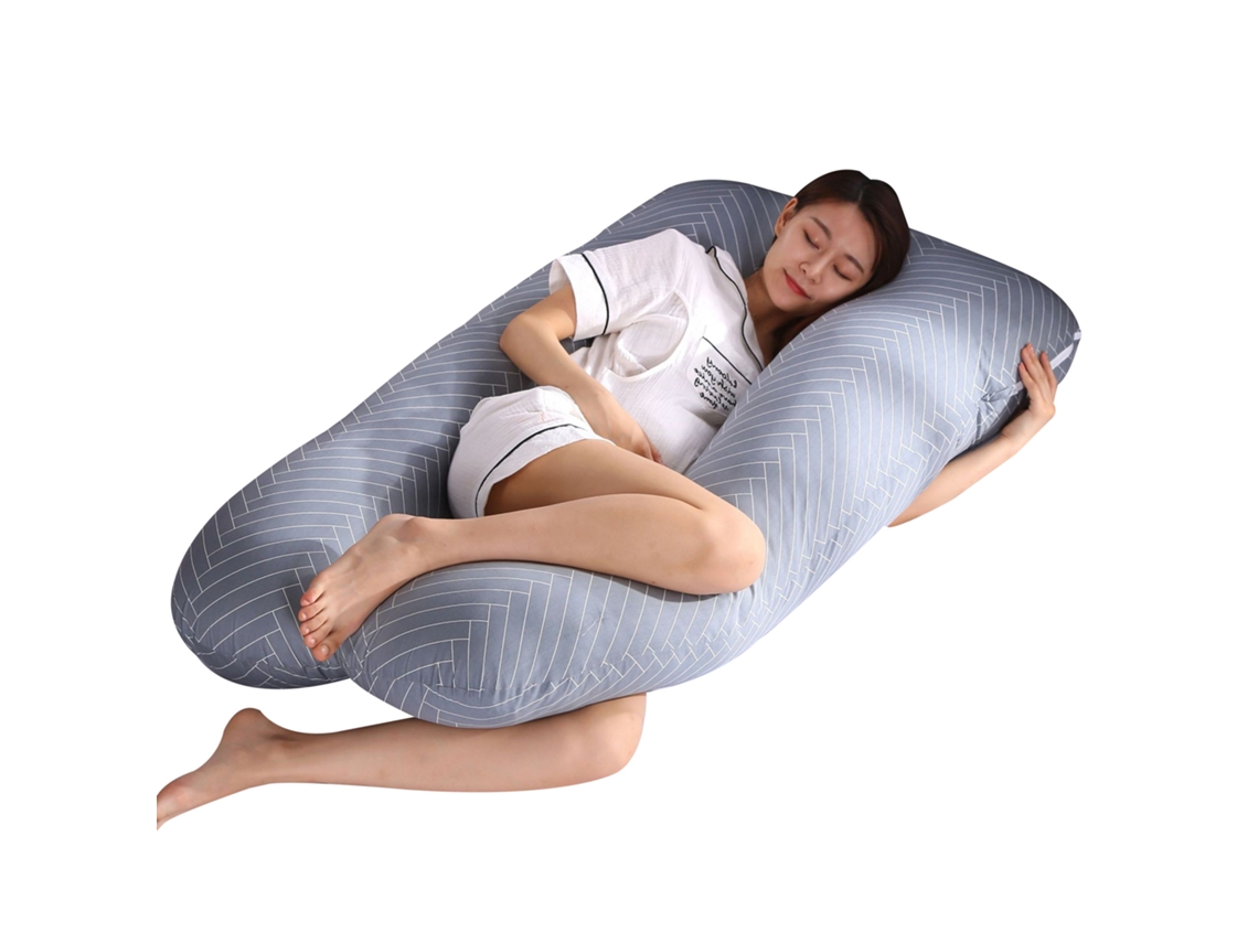 Almofada para Grávidas, Travesseiro de Apoio para Gestantes, Alívio Dor no Corpo Durante a Gravidez SPQMENT (150x80cm listrada)