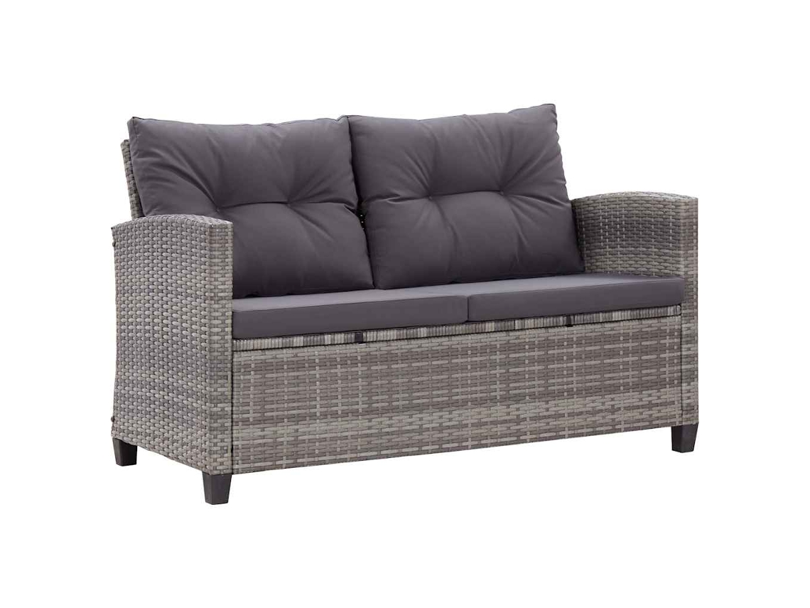 Maison Exclusive - Sofá De Jardim 2 Lugares Com Almofadões 124 Cm Vime Pe Cinzento