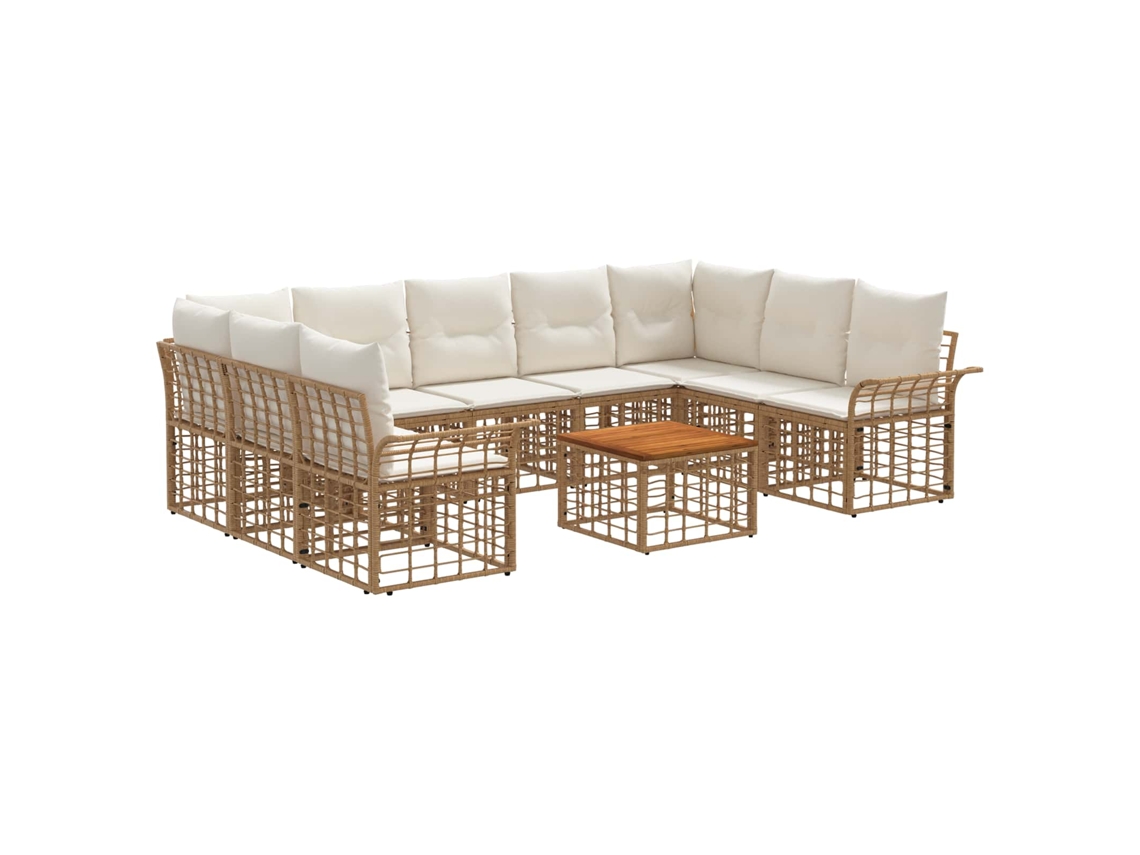 Vidaxl Conjunto de Sofás para Exterior 10 Pcs Natural e Branco Creme