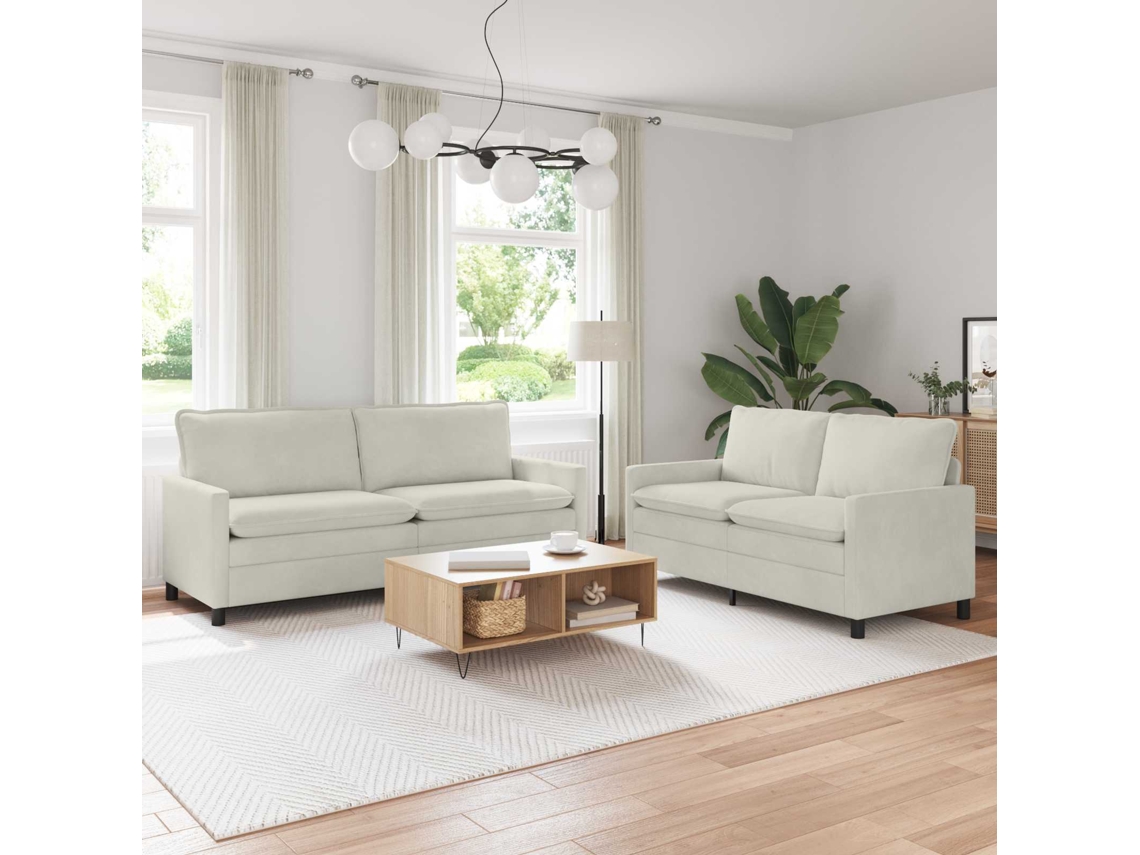 Vidaxl Conjunto De Sofás 2 Unid. Creme Veludo