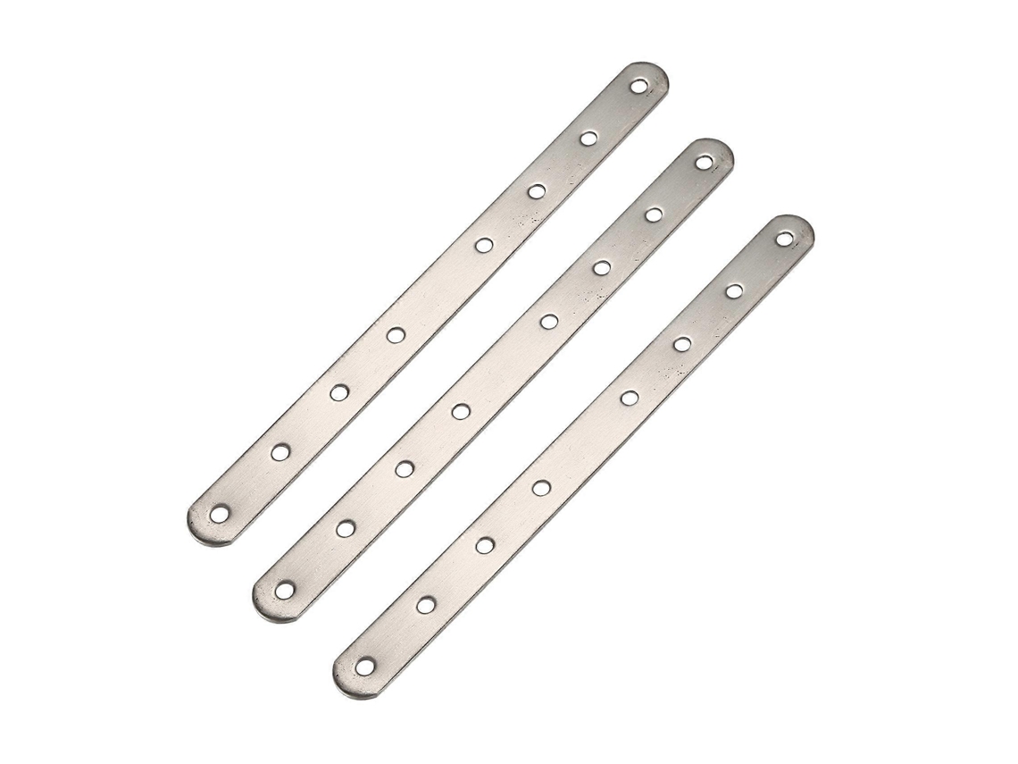 Brace Angular 3x Metal 8 Furos Plano Reto Cantos 250mm