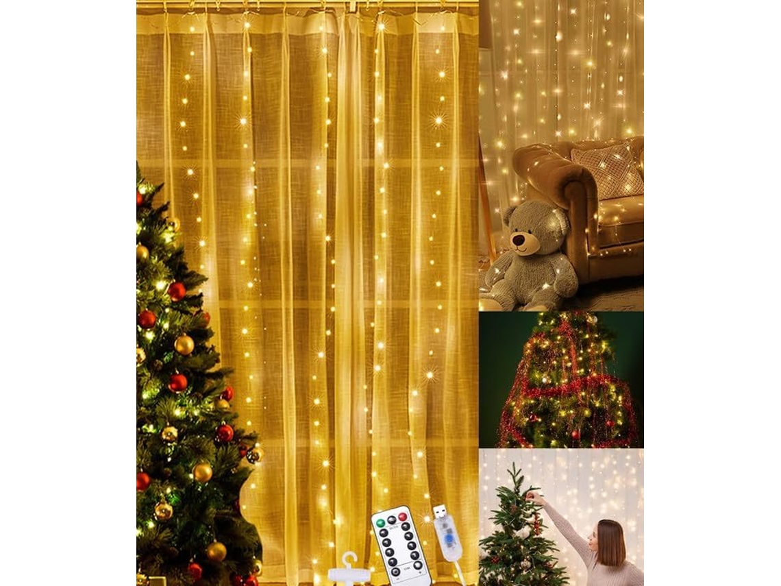 Cortina De Luzes Led, 300 Díodos, 3 M, Comando Remoto, Usb, Para Decoração De Casa, Festas, Jardim E Eventos