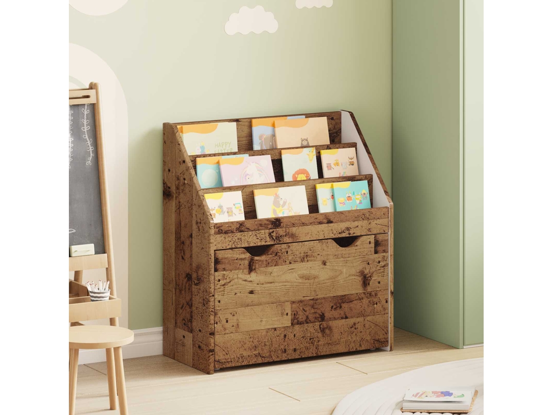 Vidaxl Estante Infantil Com Gaveta Madeira Antiga 60 X 29,5 X 69 Cm