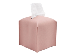 Caixa Quadrada Para Lenços – Porta Tissue – Para Mesa De Cabeceira E Escritório – Pele – Rosa
