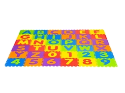 Tapete Grande de Espuma Eva para Crianças Letras Números 178X178 Cm 36 Unid. ECOTOYS
