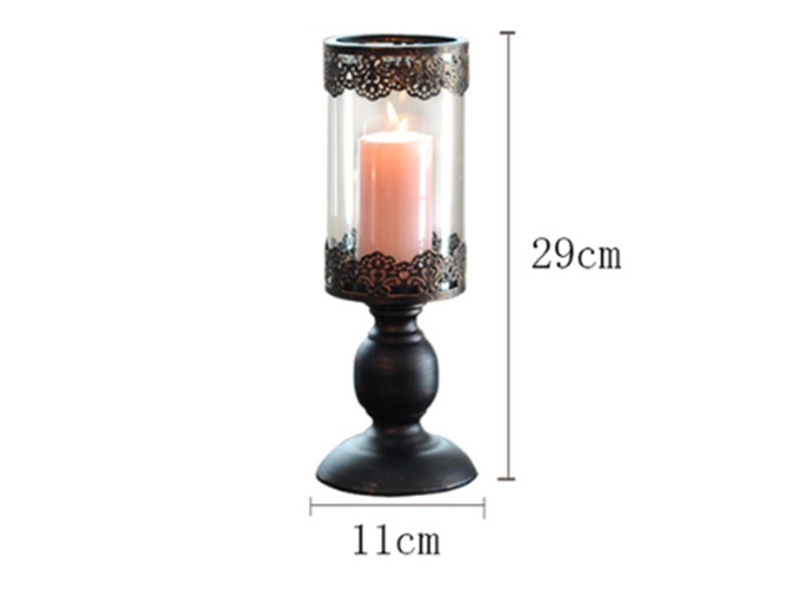 Suporte para Velas Metálico Vintage com Tampa de Vidro NEVEANCE