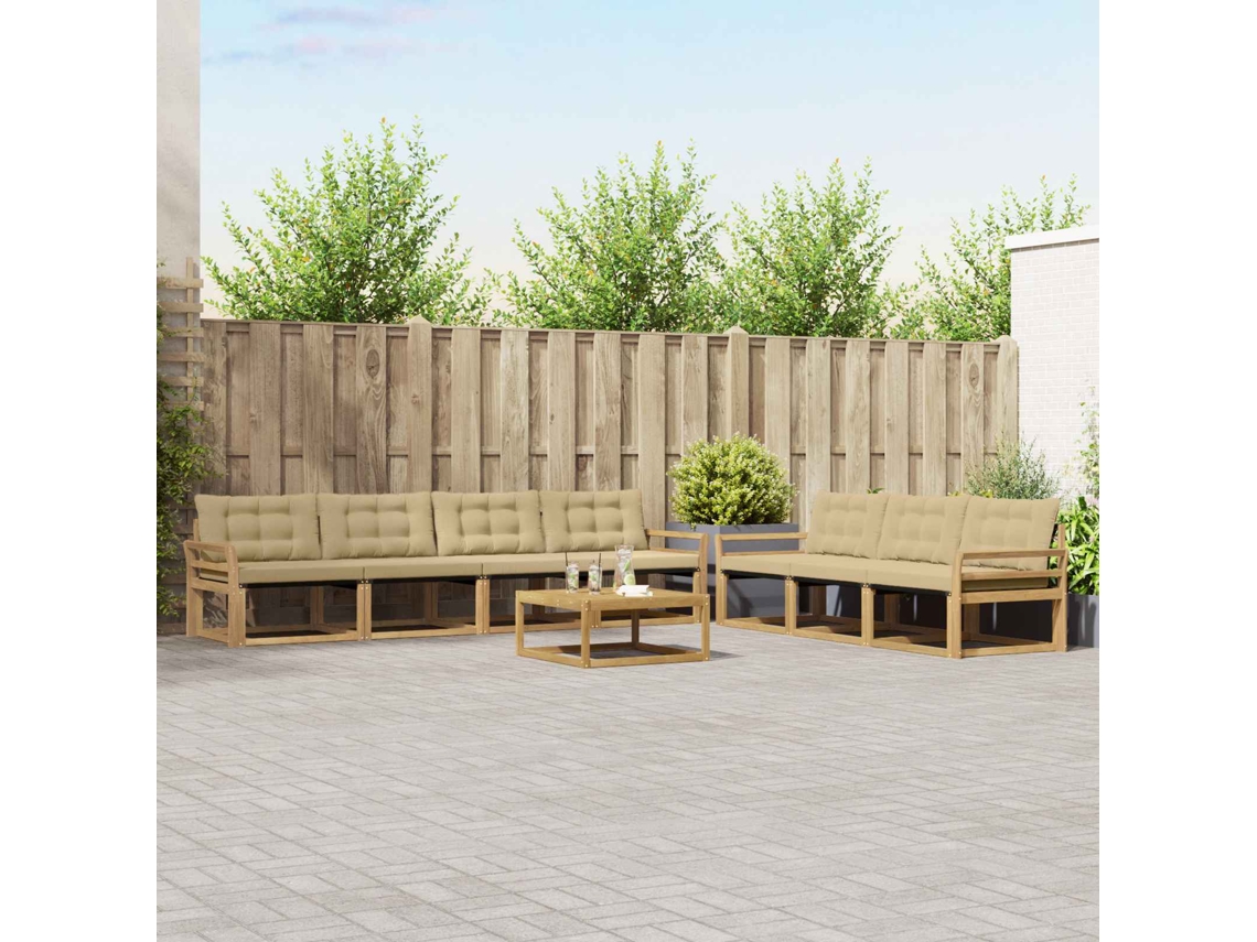 Vidaxl Conjunto De Sofás Para Exterior 8 Pcs Branco E Bege