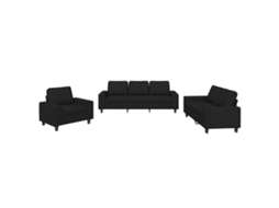 3 Pcs Conjunto de Sofás Tecido Preto MAISON EXCLUSIVE