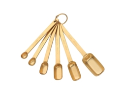 Colher De Medida Inox Com 6 Peças Estilos Redondo E Quadrado Para Cozinha E Baking Dourado