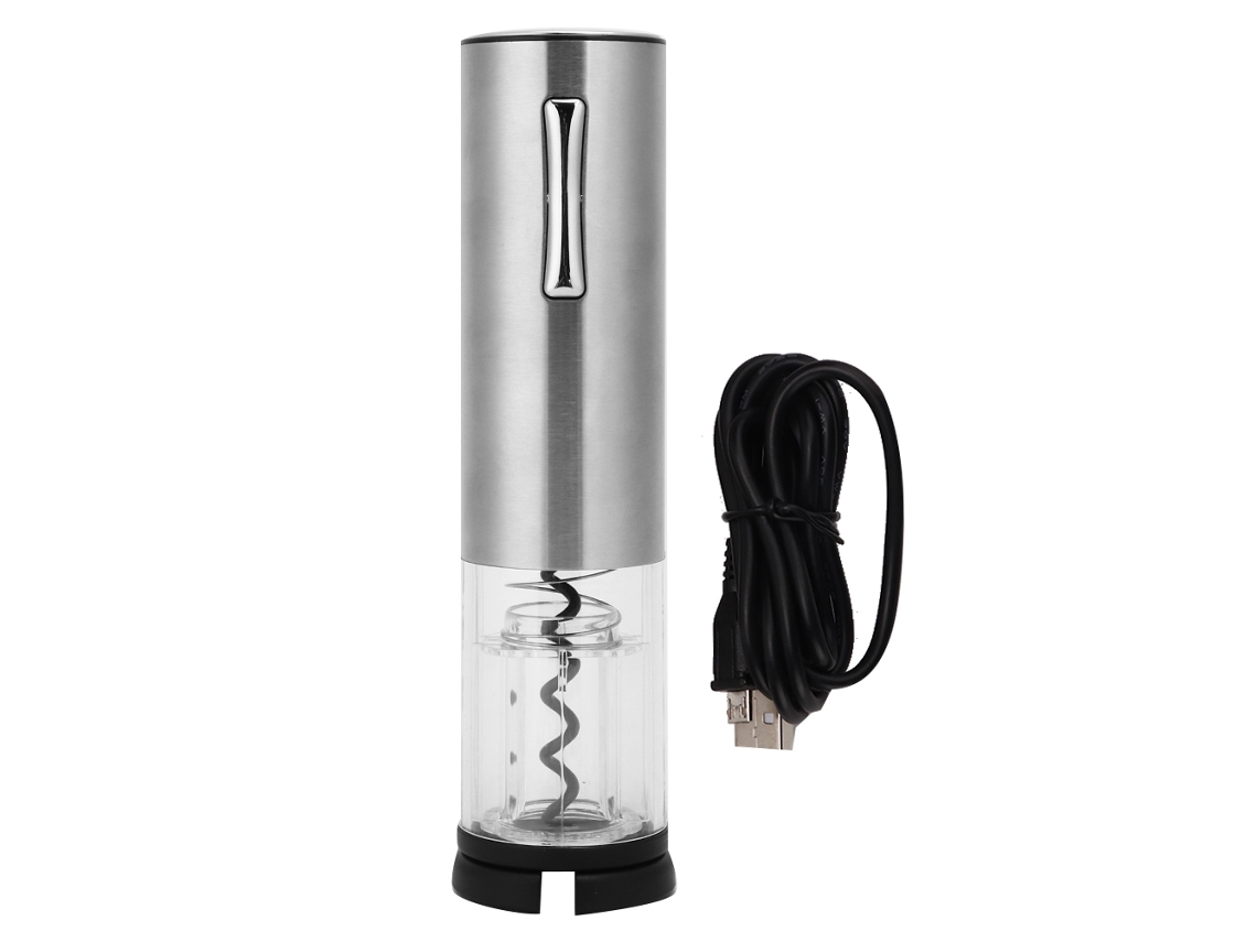 Destapador Elétrico Recarregável Usb de Aço Inoxidável Prata | S/MARCA