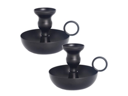 Suportes Para Velas Taper Negros Linjou, Suportes De Vela Retrô De Ferro Mate (conjunto De 2)