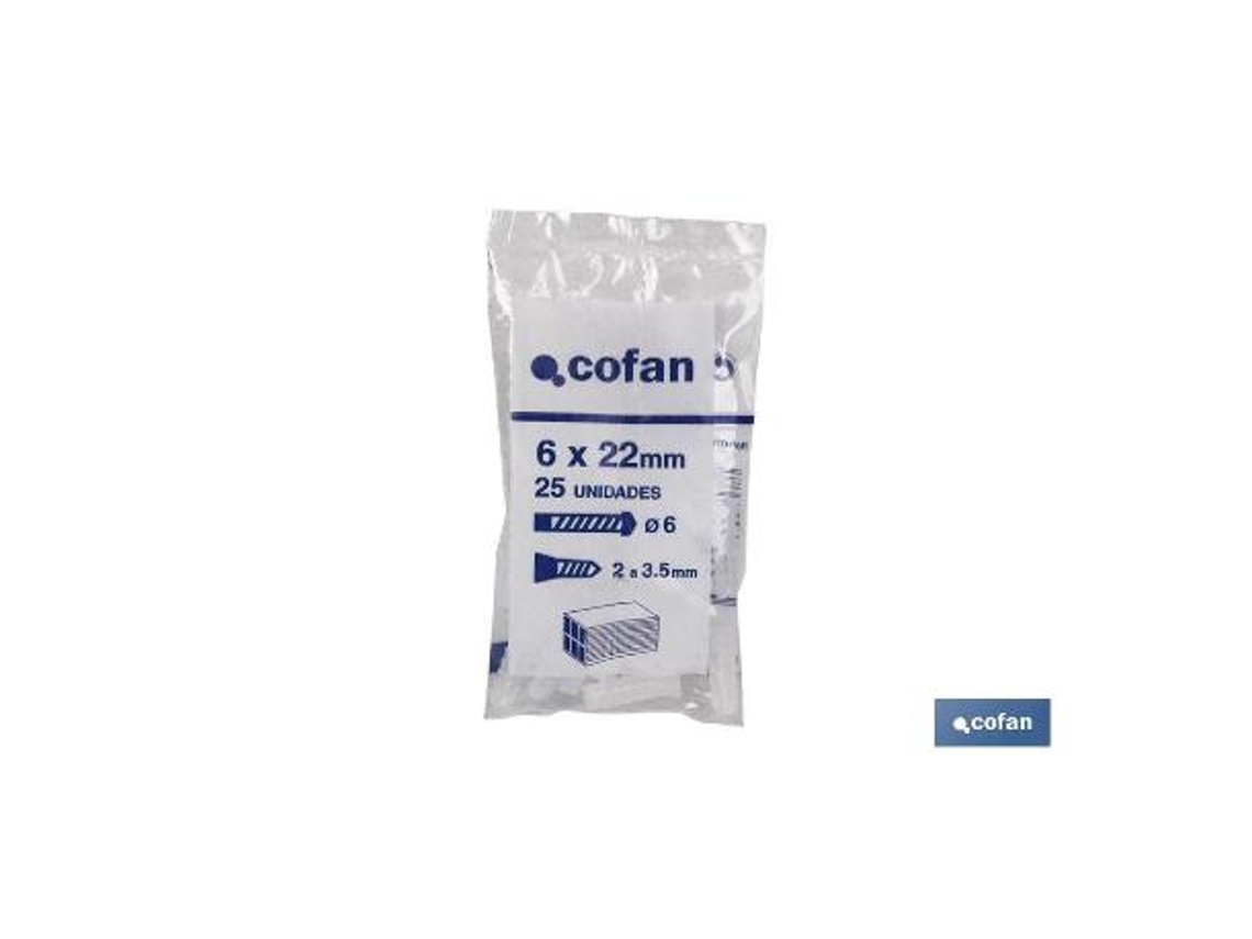 Bolsa 25 uds. taco de plástico 8 mm venta unitaria
