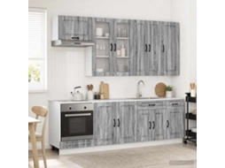 Vidaxl Unidade De Cozinha Kalmar 8 Unid. Sonoma Cinzento