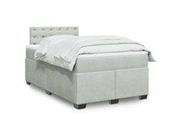 Vidaxl Cama Boxspring C/ Colchão 120x200 Cm Veludo Cinzento-claro