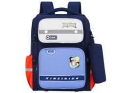 School Backpack With Dinosaur Chest Strap Navy Blue 22l