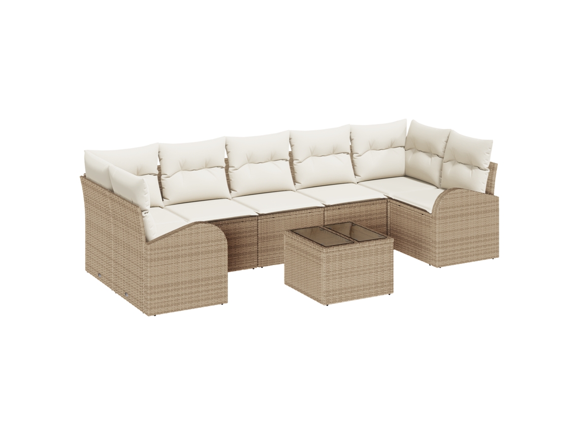 Conjunto 8 Conjunto De Sofás Para Exterior Vidaxl Bege Vime Pe (289 X 124 X 69 Cm)
