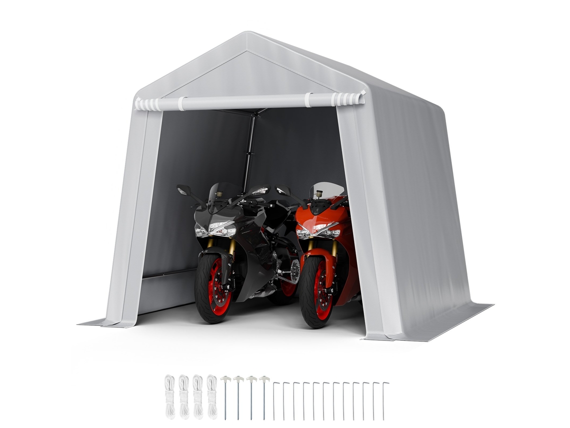 Casota De Armazenamento Exterior 245x245x227 Cm Tenda Portátil, Cinzenta Vevor