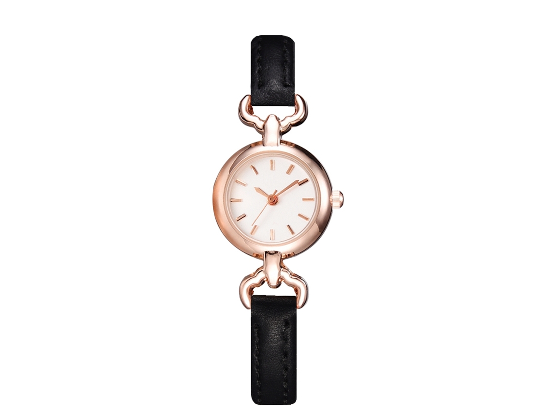 Relógio de Quartzo com Pulseira de Couro Pu Estilo Simples Fashion para Mulher (preto)