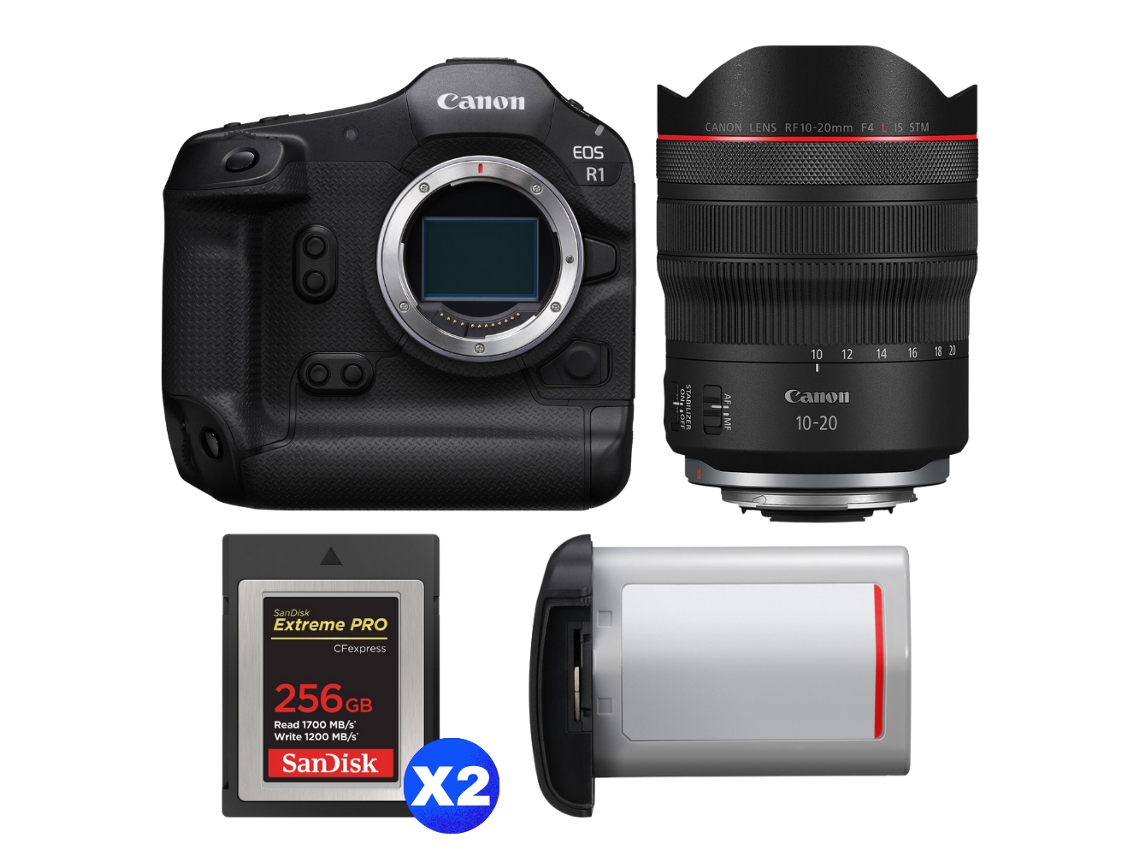 Eos R1 + Rf 10 20mm F/4 L Is Stm + 2 Sandisk 256gb Extreme Pro Cfexpress Type B + Canon Lp e19 + Ebook “20 Dicas para Fotos Que Impressionam” CANON