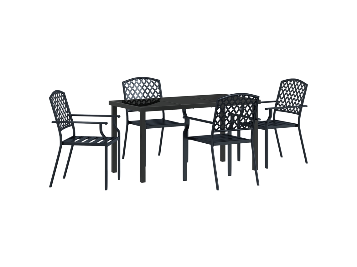 Conjunto 5 Conjunto De Jantar Para Exterior Vidaxl Antracite Aço (140 X 70 X 73 Cm)