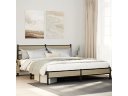 Vidaxl Estrutura De Cama Sem Colchão 180x200cm Metal Carvalho Sonoma