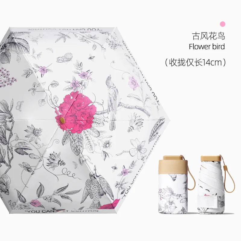 (estilo 3) Mini Guarda-chuva De Bolso, Guarda-chuva Dobrável De 6 Folhas Com Topo Plano, Pequeno Guarda-chuva Para Proteção Solar
