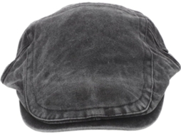 Boné Unissex Vintage Preto Lavado, Estilo Inglês, Tamanho Único, Boné Plano Da Moda