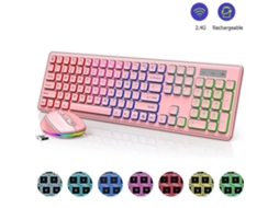 Combinação De Teclado E Mouse Sem Fio Recarregável Com Retroiluminação Rgb De Tamanho Normal Everley891