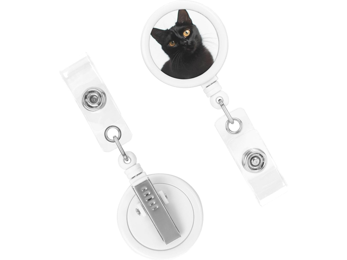 Porta Crachá Retrátil, Carretéis Resistentes Crachás, Preto, Ideal Crachás De Identificação Gatos, Clipes De