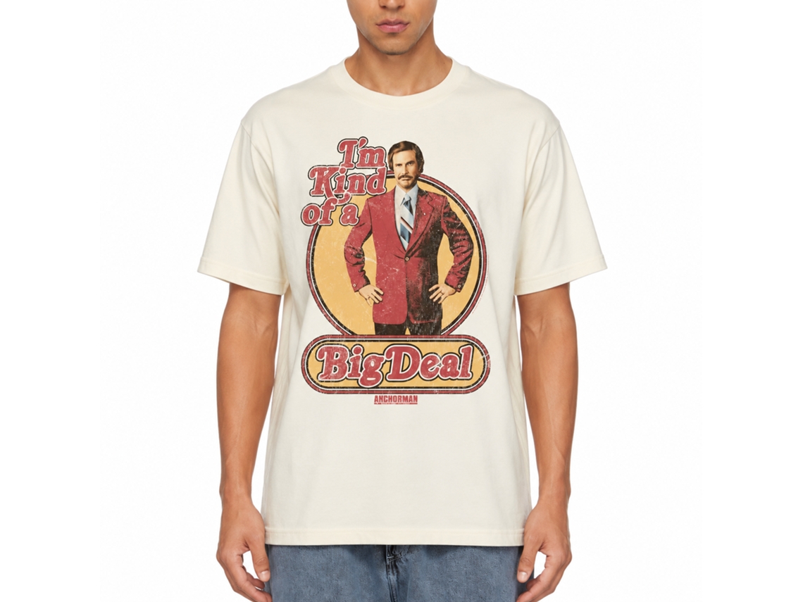 Rockinstone Anchorman Movie Retro Big Deal Solid Natural Adult T-shirt Size:m