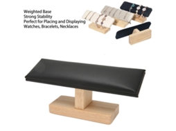 Suporte Para Relógio De Couro Preto Com Apoio T Para Mesa