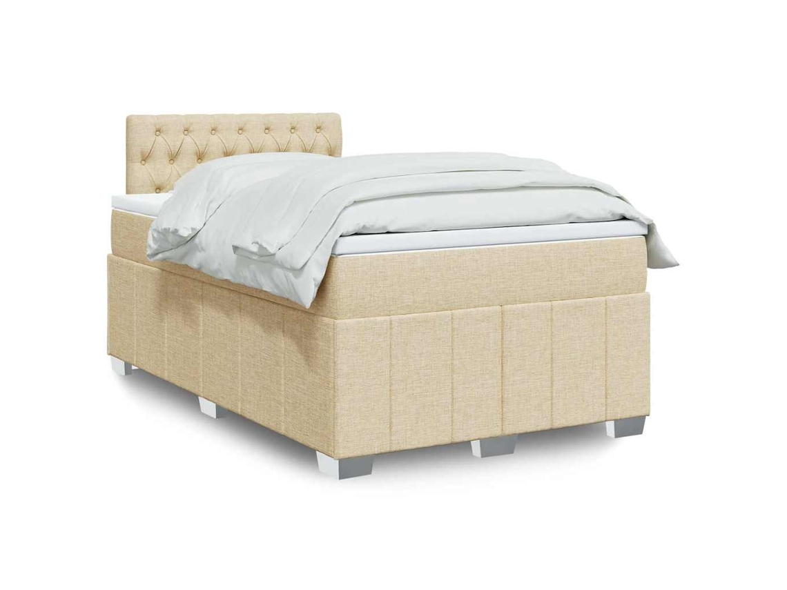 Vidaxl Cama Com Molas/colchão 120x200 Cm Tecido Cor Creme