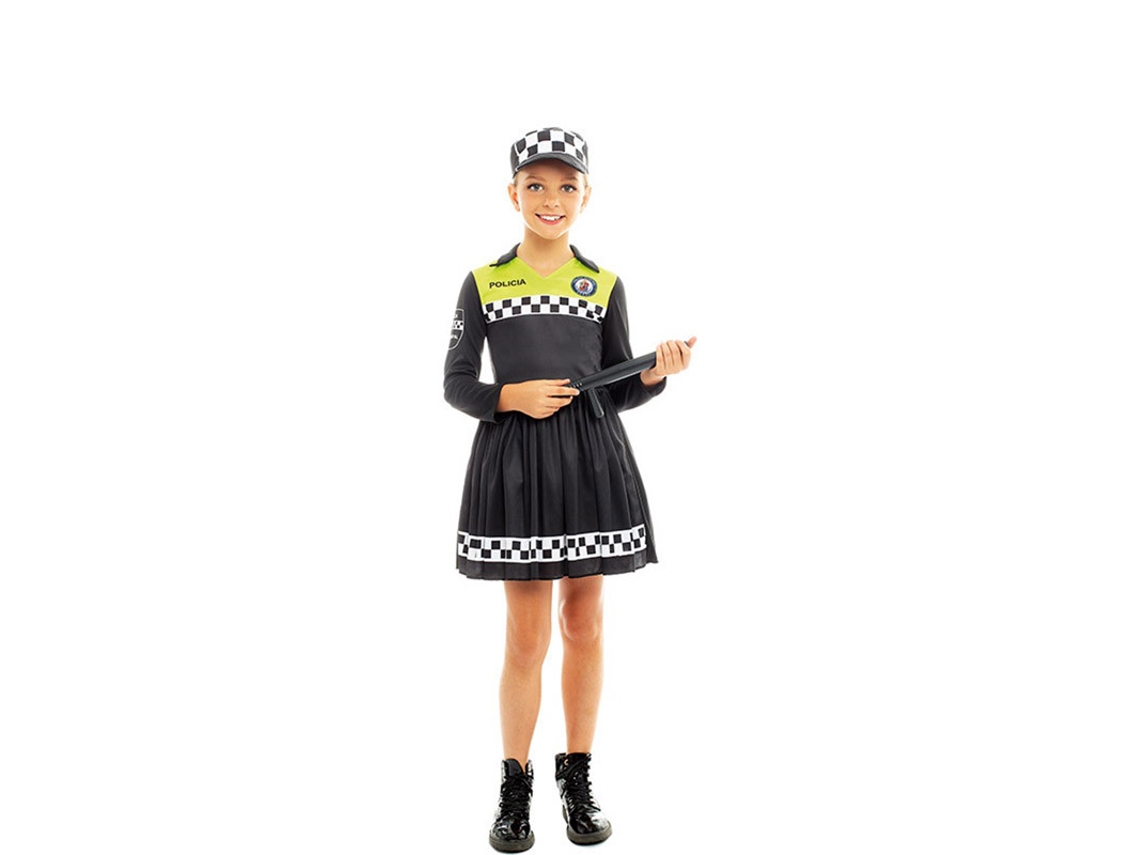 Fato de Menina PARTILANDIA Polícia em Vestido Preto e Amarelo (Tam.: 7-9 anos)