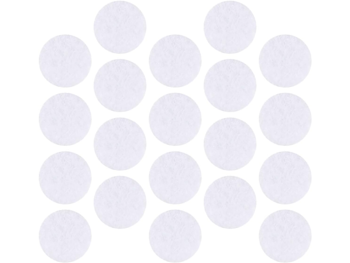 Pacote com 3 filtros de algodão redondos brancos de 16x1mm para purificador de ar.