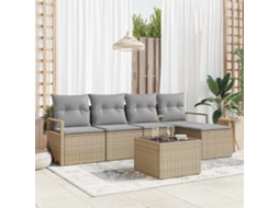Vidaxl Conjunto De Sofás 6 Unid. Bege Vime Pe