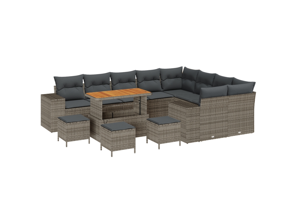 Conjunto 13 Conjunto De Sofá De Jardim Vidaxl Cinzento Madeira De Acácia Maciça (310 X 234 X 85 Cm)